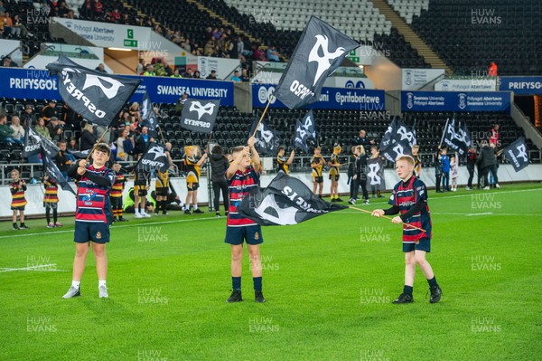 061023 - Ospreys v Cardiff Rugby - Preseason Friendly - Flag bearers