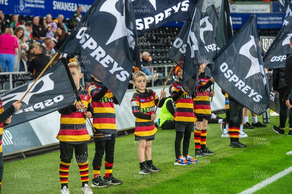 061023 - Ospreys v Cardiff Rugby - Preseason Friendly - Flag bearers