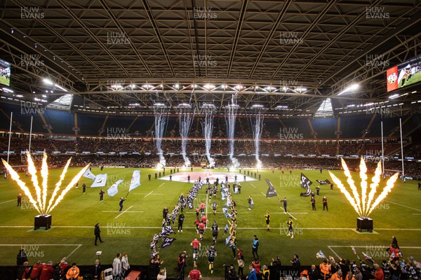 220423 - Ospreys v Cardiff Rugby - United Rugby Championship - Judgement Day - General View as the teams run out