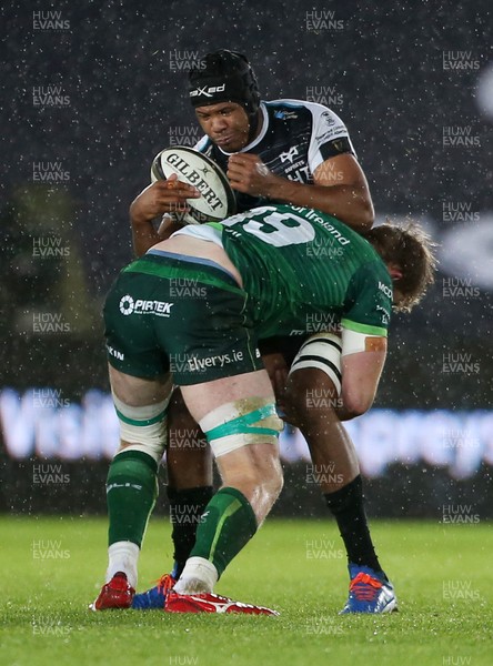 021119 - Ospreys v Connacht - Guinness PRO14 - Marvin Orie of Ospreys is tackled by Cillian Gallagher of Connacht