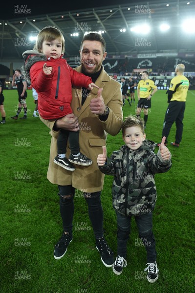 060418 - Ospreys v Connacht - Guinness PRO14 - Rhys Webb of Ospreys with his sons Jesse and Regan at the end of the game
