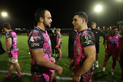 071225 - Ospreys v Connacht - European Challenge Cup - Evardi Boshoff and Lewis Lloyd of Ospreys at full time