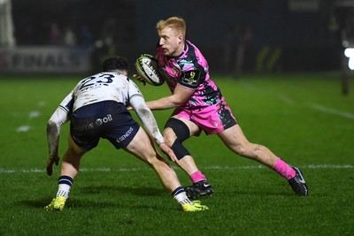 071225 - Ospreys v Connacht - EPCR Challenge Cup - Iestyn Hopkins of Ospreys is challenged by Harry West of Connacht