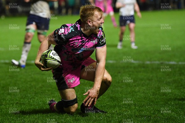 071225 - Ospreys v Connacht - EPCR Challenge Cup - Iestyn Hopkins of Ospreys dives in to score a try