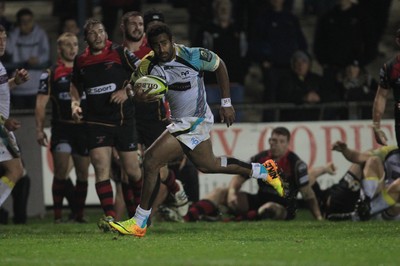 141114 -  Ospreys v Newport Gwent Dragons, LV= Cup, Brewery Field, Bridgend - Aisea Natoga scores for the Ospreys