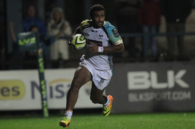 141114 -  Ospreys v Newport Gwent Dragons, LV= Cup, Brewery Field, Bridgend - Aisea Natoga scores for the Ospreys