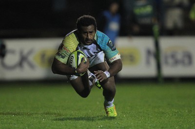 141114 -  Ospreys v Newport Gwent Dragons, LV= Cup, Brewery Field, Bridgend - Aisea Natoga scores for the Ospreys