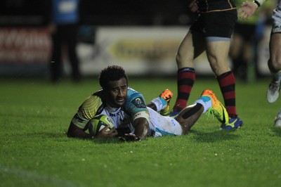 141114 -  Ospreys v Newport Gwent Dragons, LV= Cup, Brewery Field, Bridgend - Aisea Natoga scores for the Ospreys