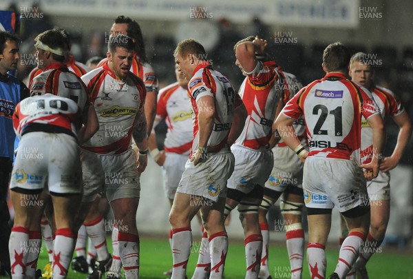 220313 -  Ospreys v Newport-Gwent Dragons - RaboDirect PRO12 -Dragons players look dejected 