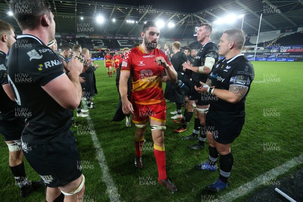 271017 - Ospreys v Dragons - Guinness PRO14 - Dejected Cory Hill of Dragons at full time
