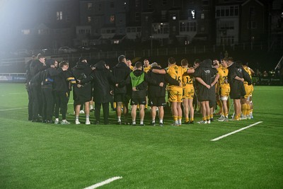 241026 - Ospreys v Dragons RFC - United Rugby Championship - Dragons huddle