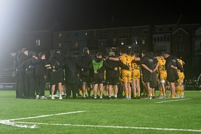 241026 - Ospreys v Dragons RFC - United Rugby Championship - Dragons huddle