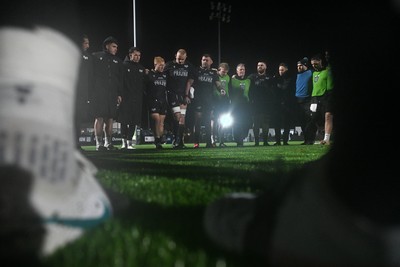 241026 - Ospreys v Dragons RFC - United Rugby Championship - Ospreys huddle at full time