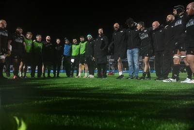 241026 - Ospreys v Dragons RFC - United Rugby Championship - Ospreys huddle at full time