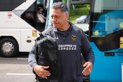 260425 - Ospreys v Dragons RFC - United Rugby Championship - Dragons Head Coach Filo Tiatia  arrives before todays game 