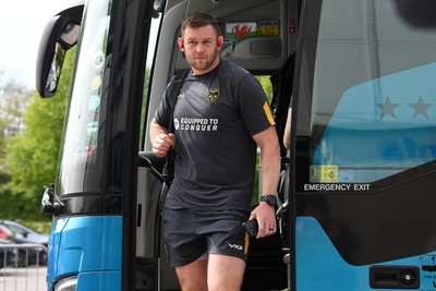 260425 - Ospreys v Dragons RFC - United Rugby Championship - Dan Lydiate of Dragons arrives at the stadium ahead of the match