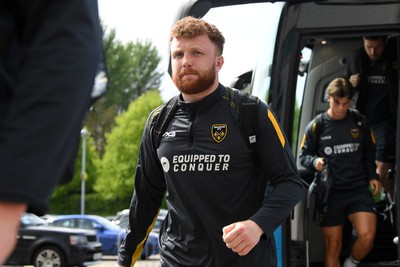 260425 - Ospreys v Dragons RFC - United Rugby Championship - Aneurin Owen of Dragons arrives at the stadium ahead of the match