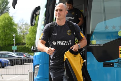 260425 - Ospreys v Dragons RFC - United Rugby Championship - Jared Rosser of Dragons arrives at the stadium ahead of the match