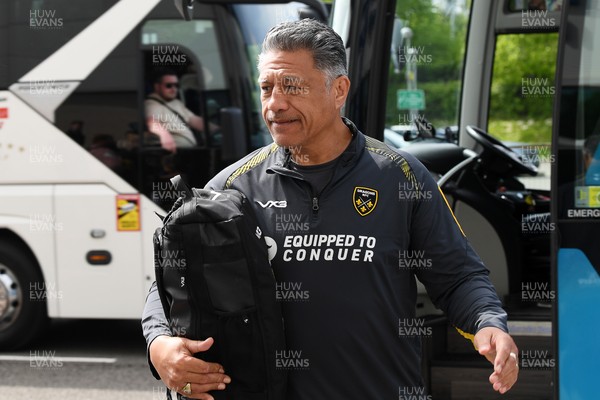 260425 - Ospreys v Dragons RFC - United Rugby Championship - Dragons Head Coach, Filo Tiatia arrives at the stadium ahead of the match