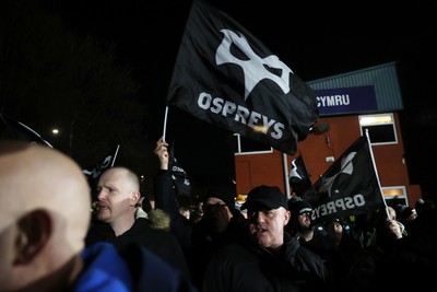 310126 - Ospreys v Dragons - United Rugby Championship - Fans protest before the game