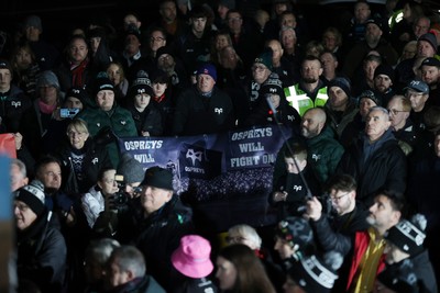 310126 - Ospreys v Dragons - United Rugby Championship - Fans protest before the game
