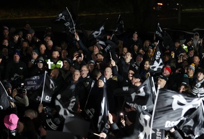 310126 - Ospreys v Dragons - United Rugby Championship - Fans protest before the game