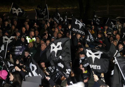310126 - Ospreys v Dragons - United Rugby Championship - Fans protest before the game