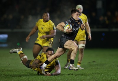 310126 - Ospreys v Dragons - United Rugby Championship - Reuben Morgan-Williams of Ospreys runs in to score a try