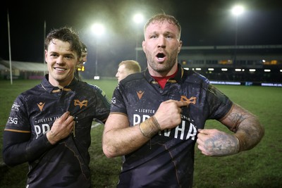 310126 - Ospreys v Dragons - United Rugby Championship - Ross Moriarty of Ospreys with Jack Walsh