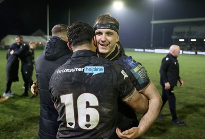 310126 - Ospreys v Dragons - United Rugby Championship - Morgan Morse of Ospreys celebrates at full time