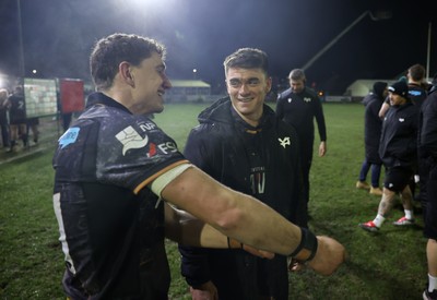 310126 - Ospreys v Dragons - United Rugby Championship - Reuben Morgan-Williams of Ospreys celebrates at full time