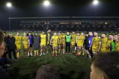 310126 - Ospreys v Dragons - United Rugby Championship - Dragons huddle at full time