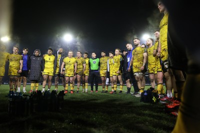 310126 - Ospreys v Dragons - United Rugby Championship - Dragons huddle at full time