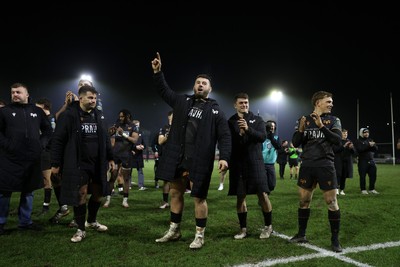 310126 - Ospreys v Dragons - United Rugby Championship - Gareth Thomas of Ospreys celebrates at full time