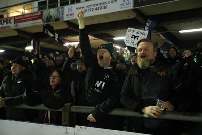 310126 - Ospreys v Dragons - United Rugby Championship - Fans celebrates at full time