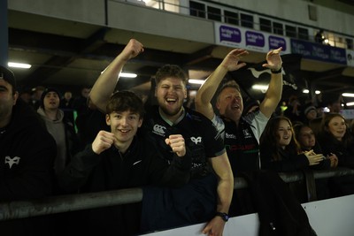 310126 - Ospreys v Dragons - United Rugby Championship - Fans celebrates at full time