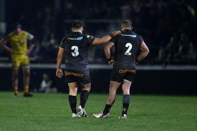 310126 - Ospreys v Dragons - United Rugby Championship - Tom Botha and Sam Parry of Ospreys 