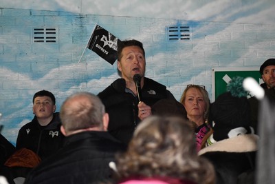 310126 - Ospreys v Dragons RFC - United Rugby Championship - Fans protest before the match 