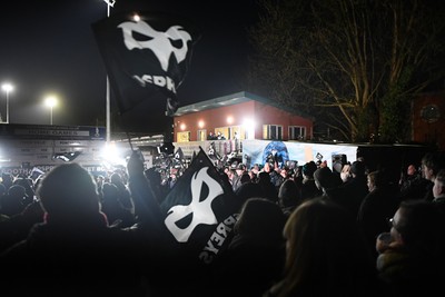310126 - Ospreys v Dragons RFC - United Rugby Championship - Fans protest before the match 