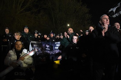 310126 - Ospreys v Dragons RFC - United Rugby Championship - Fans protest before the match 