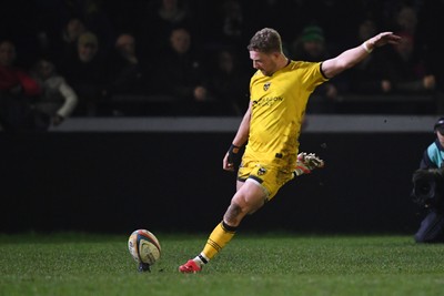 310126 - Ospreys v Dragons RFC - United Rugby Championship - Angus O'Brien of Dragons kicks the conversion