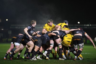310126 - Ospreys v Dragons RFC - United Rugby Championship - Ryan Woodman of Dragons in a scrum