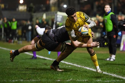 310126 - Ospreys v Dragons RFC - United Rugby Championship - Rio Dyer of Dragons goes close to scoring a try