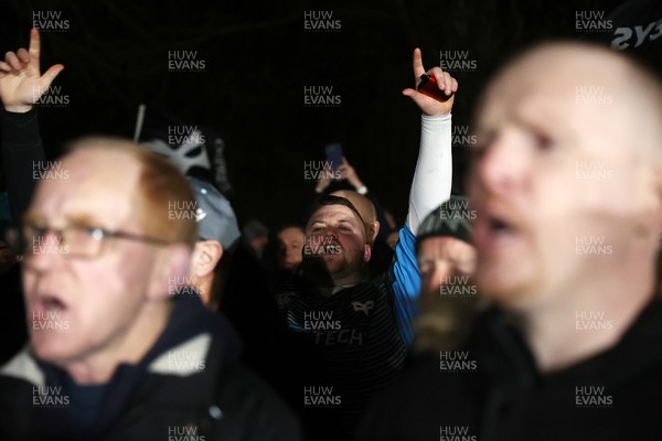 310126 - Ospreys v Dragons - United Rugby Championship - Fans protest before the game