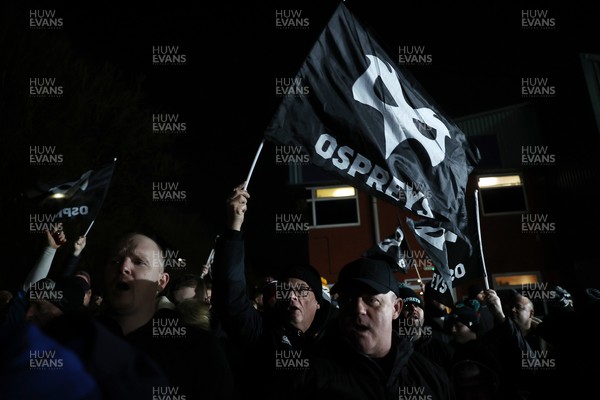 310126 - Ospreys v Dragons - United Rugby Championship - Fans protest before the game