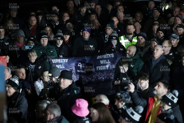 310126 - Ospreys v Dragons - United Rugby Championship - Fans protest before the game