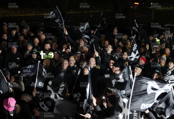 310126 - Ospreys v Dragons - United Rugby Championship - Fans protest before the game