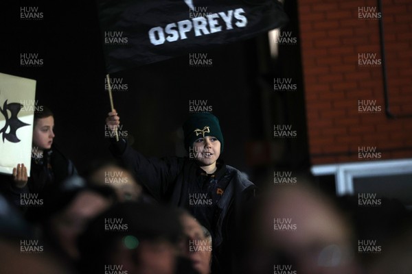 310126 - Ospreys v Dragons - United Rugby Championship - Fans protest before the game