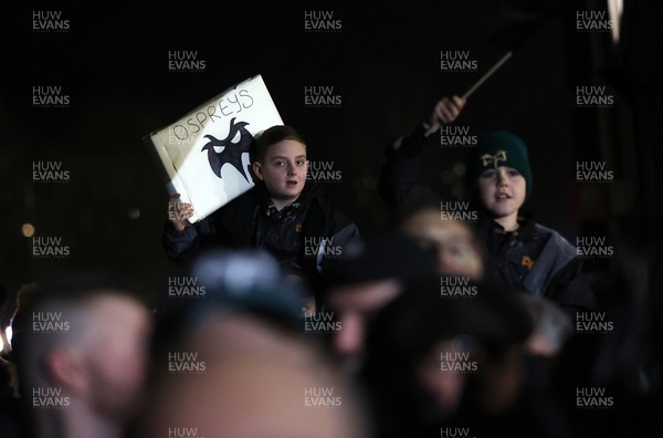 310126 - Ospreys v Dragons - United Rugby Championship - Fans protest before the game