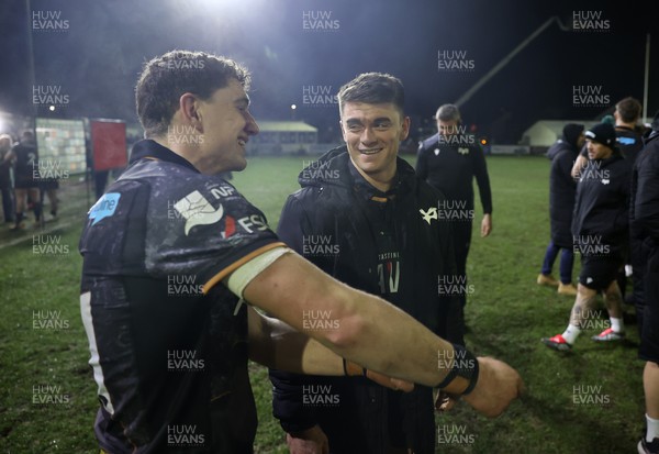310126 - Ospreys v Dragons - United Rugby Championship - Reuben Morgan-Williams of Ospreys celebrates at full time